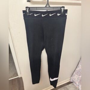 Nike Black Leggings with White Swoosh Trim